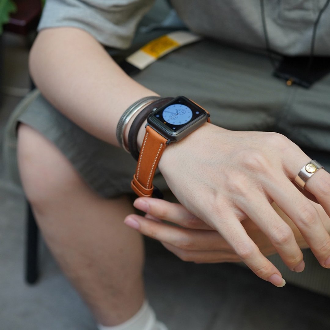 Apple watch錶帶/義大利植鞣革真皮錶帶【可定製化】柔韌天然牛皮 - 表带 - 真皮 