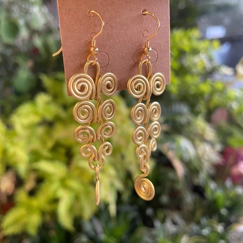 纯铜 螺旋耳环 - 耳环/耳夹 - 铜/黄铜 金色