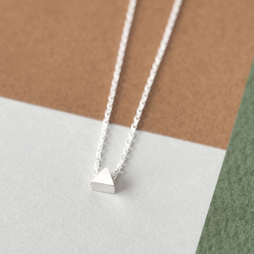 Tiny Triangle Necklace Silver 925 - 项链 - 其他金属 银色