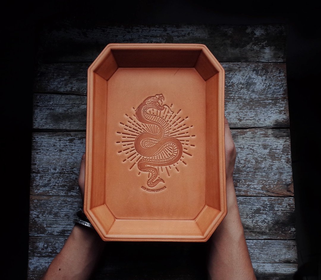 玄关八角皮盘 塑形意大利植鞣革首饰储物盒/托盘 - 收纳用品 - 真皮 多色