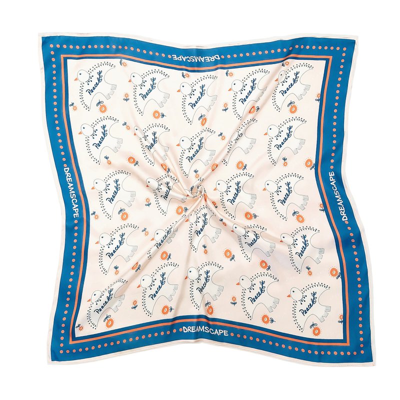 Peace Dove Bible inspired 100% silk scarf  平安鴿子聖經  真絲色丁90cm絲巾 - 丝巾 - 丝．绢 白色