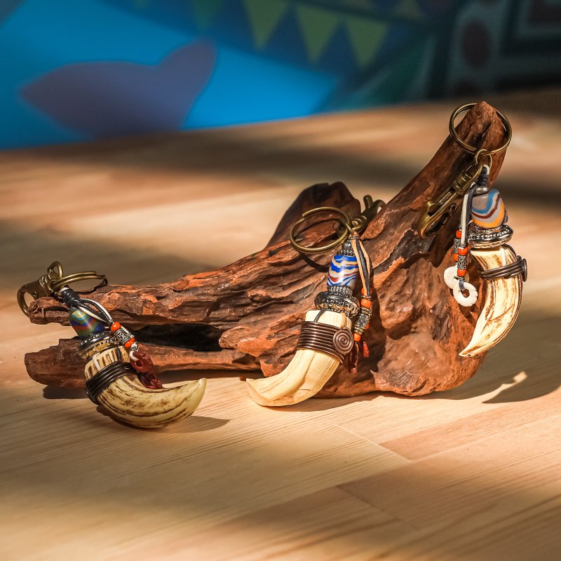 【原风艺站】铁汉臼齿钥匙圈 | 原住民 族服 台湾印象 丰年祭 - 钥匙链/钥匙包 - 其他材质 咖啡色