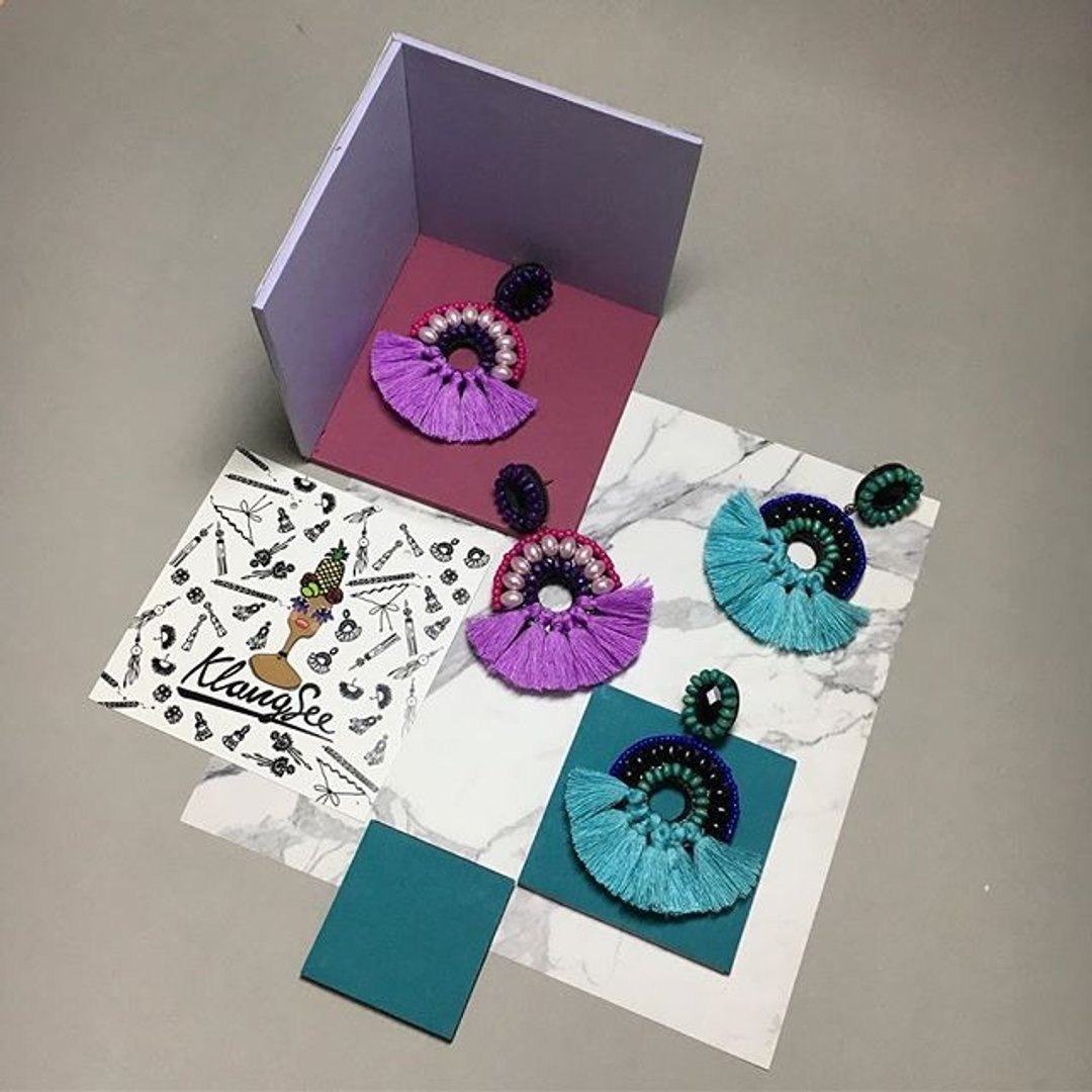earrings: donut no.01 - 耳环/耳夹 - 纸 紫色