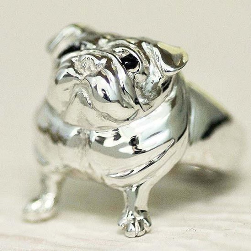 仰望的巴哥犬戒指【包邮】犬 狗狗 银饰 欲言又止 丰腴 - 戒指 - 其他金属 银色