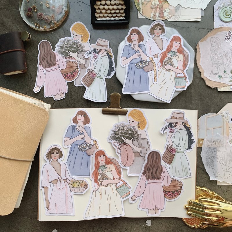 Sticker Basket Girls - 贴纸 - 纸 