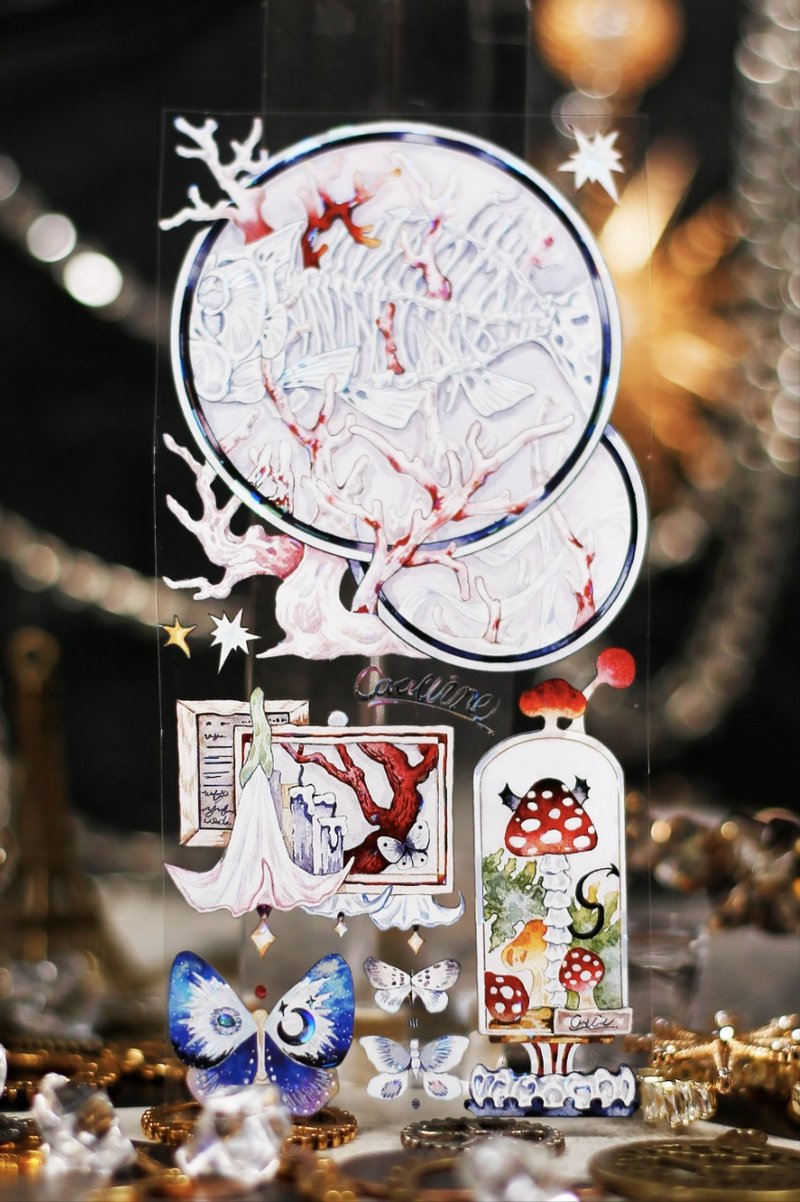 蚀骨铃音 こちょう 暗黑造景 PET 和紙膠帶 貝殼光 10米卷 台灣製 - 纸胶带 - 其他材质 多色