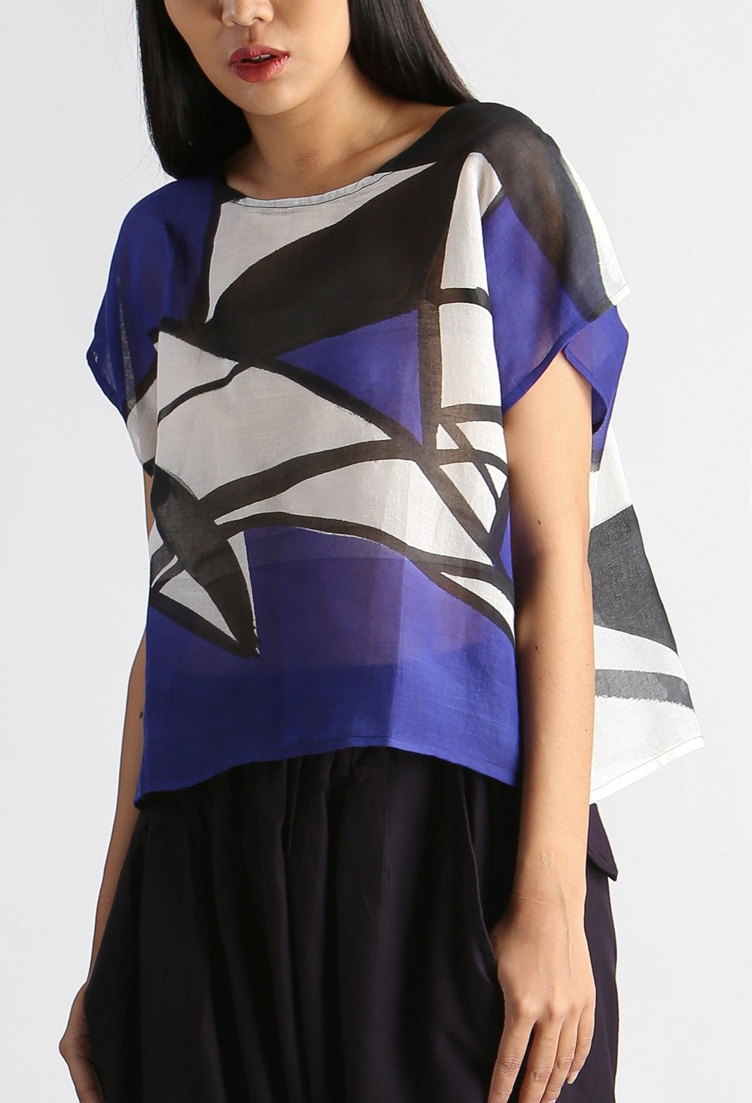 Poncho Cotton Blouse Hand paint For Summer Beach Vacation - 女装上衣 - 棉 紫色