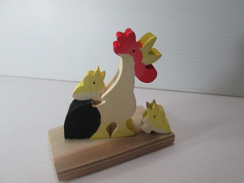 Zodiac Rooster Chicken Japan postage 140yen - 摆饰 - 木头 红色