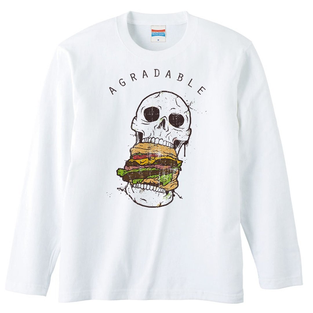 Long sleeve T shirt / Crazy Burger - 男装上衣/T 恤 - 棉．麻 白色