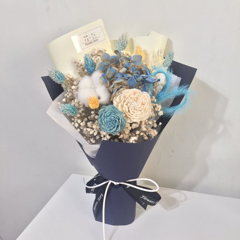/干燥花/撞色爱心花束-蓝色 - 干燥花/捧花 - 植物．花 