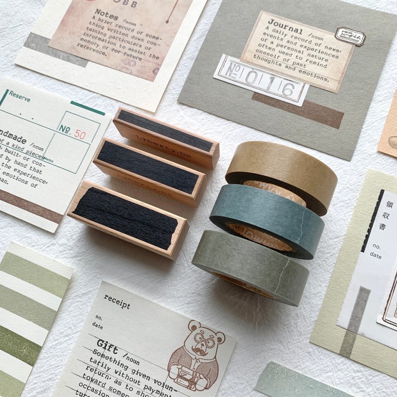 纸胶带印章 (一套三款) - 印章/印台 - 木头 