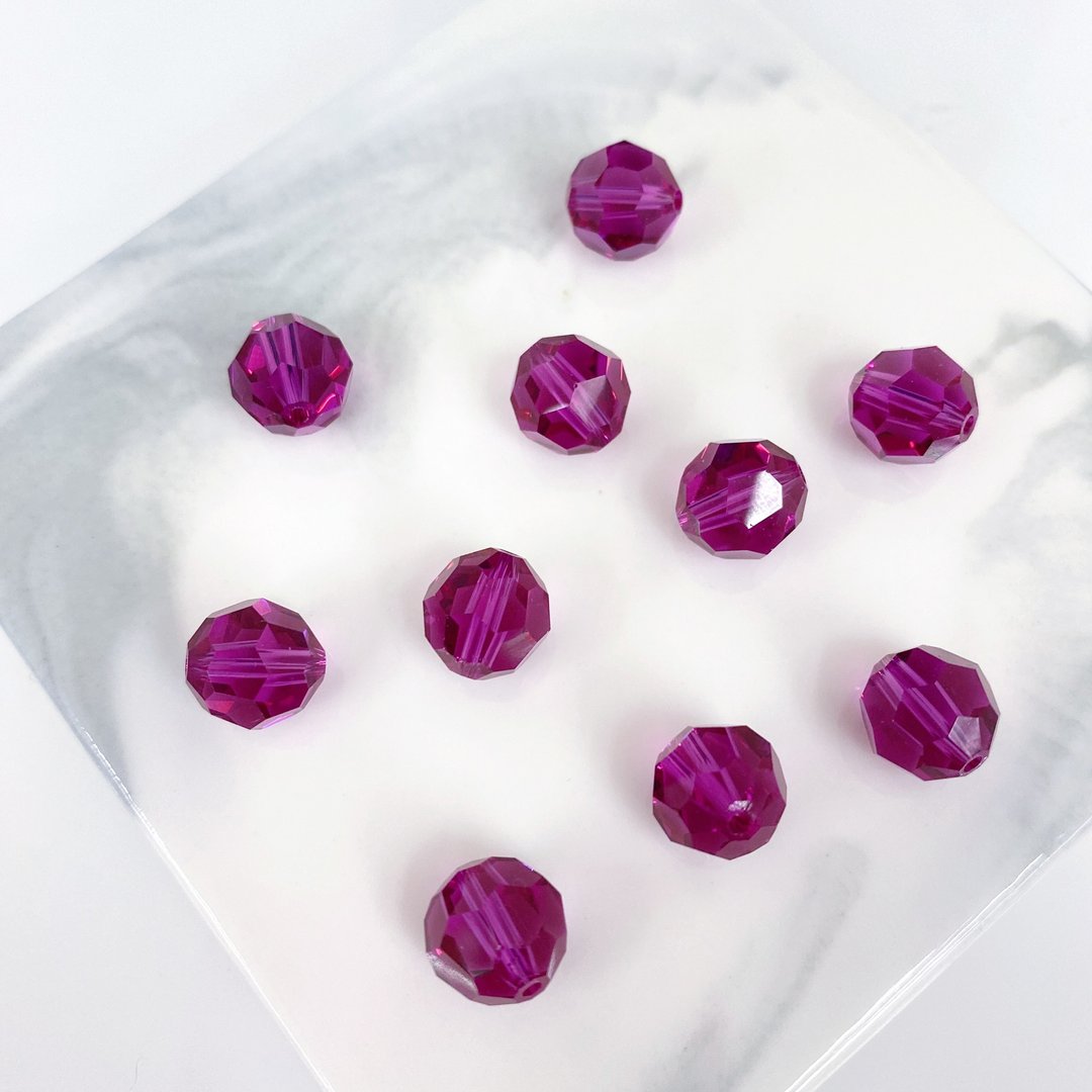 Edith & Jaz • Swarovski 10mm圆形切面散珠(紫红)一组十颗 - 零件/散装材料/工具 - 玻璃 紫色