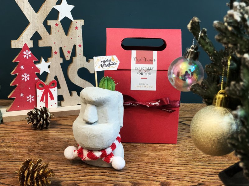 【24H寄出.生日礼物推荐】厚道摩艾多肉水泥盆 仙人掌 - 植栽/盆栽 - 水泥 灰色