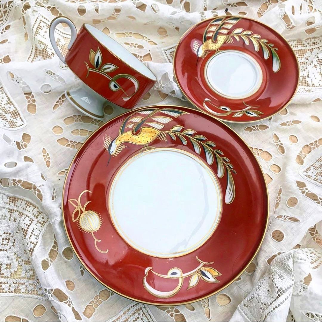 瓷茶三重奏套装GDR|东德制造|茶瓷套装|复古茶具 - 其他杯子 - 瓷 红色