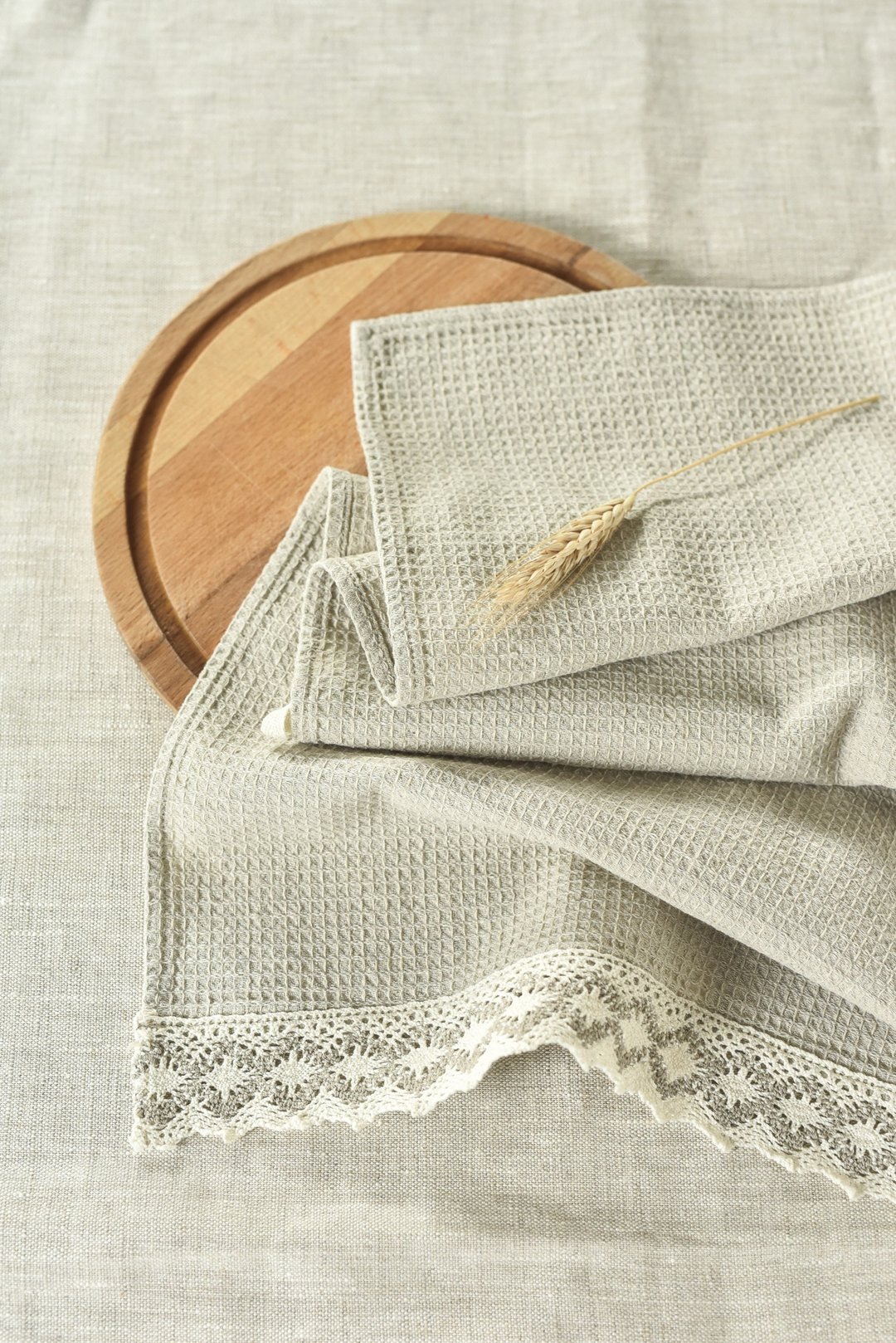 Organic kitchen dish towel, Decorative towels sets, Waffle linen towel - 毛巾浴巾 - 亚麻 灰色