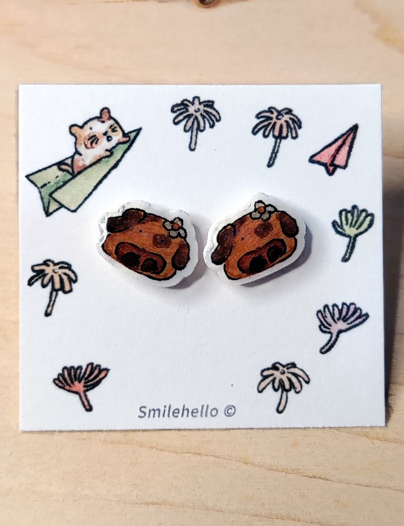 耳钉 / 耳夹 / 耳环 手工制作 猪猪头头 - 一对 - 耳环/耳夹 - 其他材质 多色