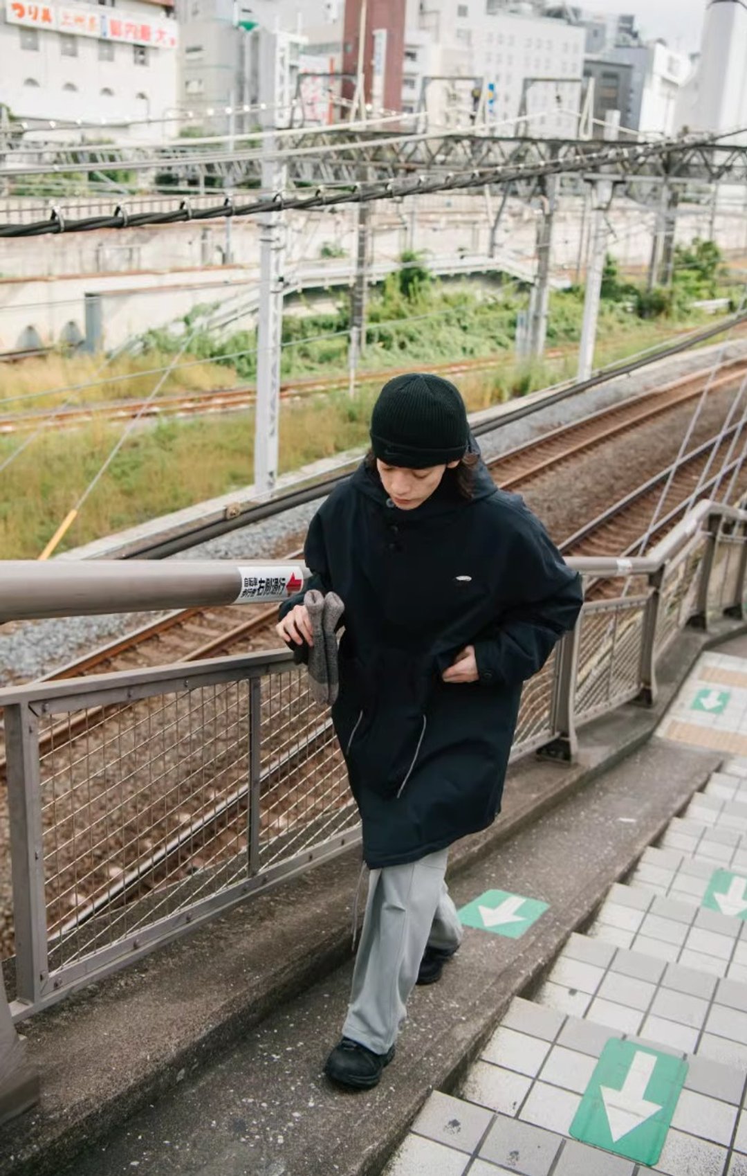 大男主的派克棉服 日系复古连帽外套 - 男装外套 - 其他材质 黑色
