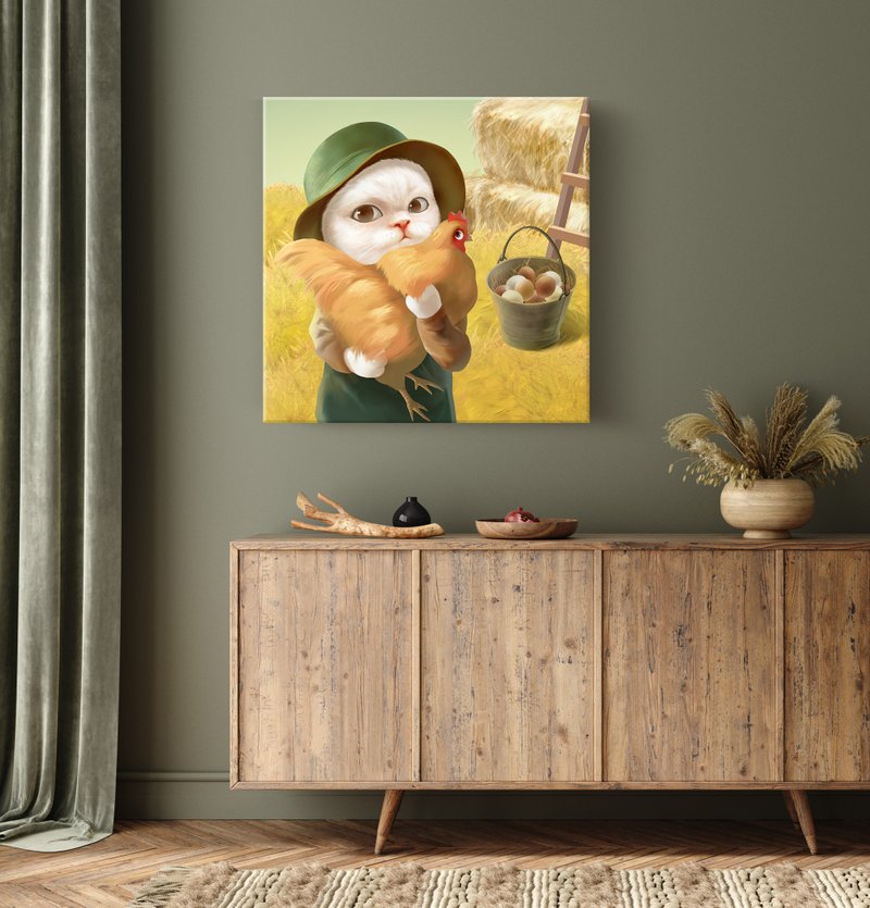 Bao Bao 插画复制画 农场抱鸡时刻 - 海报/装饰画/版画 - 其他材质 橘色