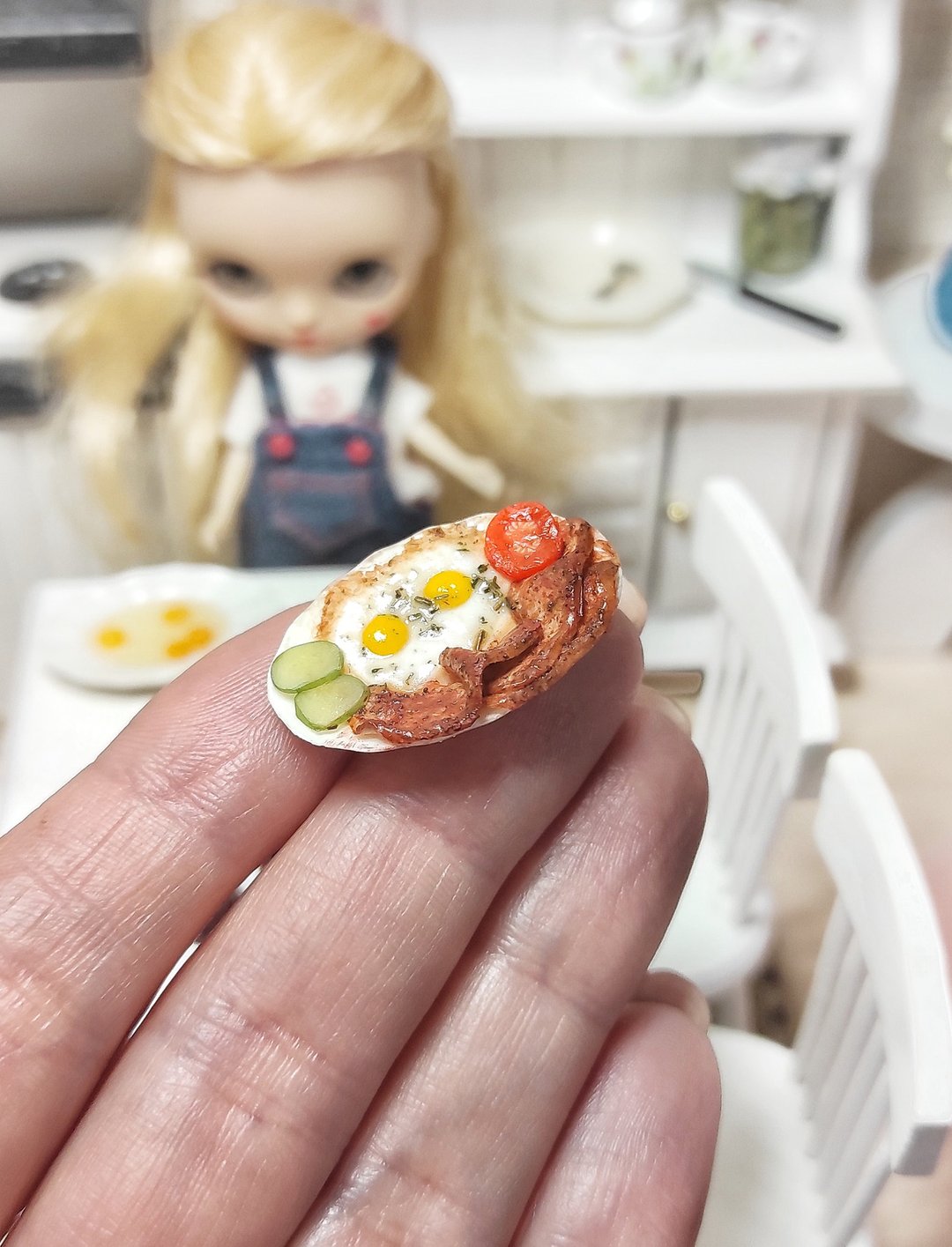 小食品 微型 娃娃的早餐 比例1 12 炒蛋 - 玩偶/公仔 - 粘土 