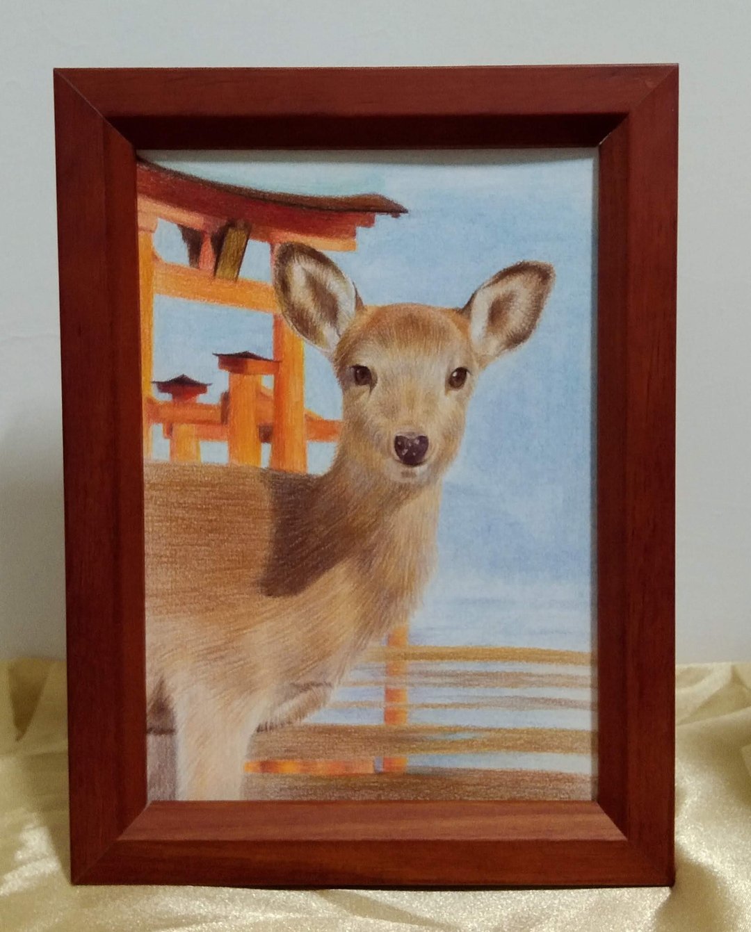 摆设 / 鹿 / 色铅笔画 / 原稿 / 含框 - 海报/装饰画/版画 - 纸 