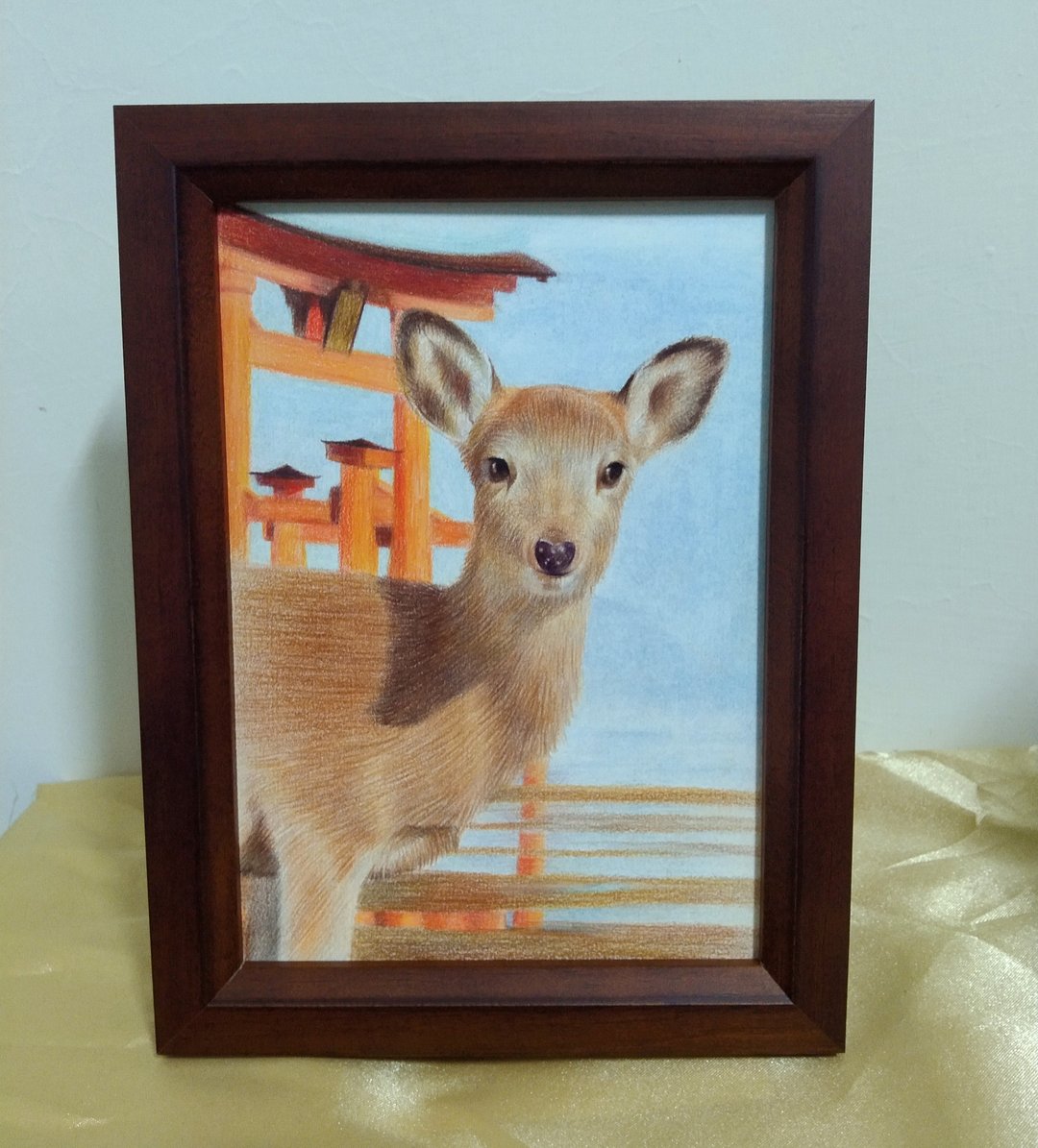 摆设 / 鹿 / 色铅笔画 / 原稿 / 含框 - 海报/装饰画/版画 - 纸 