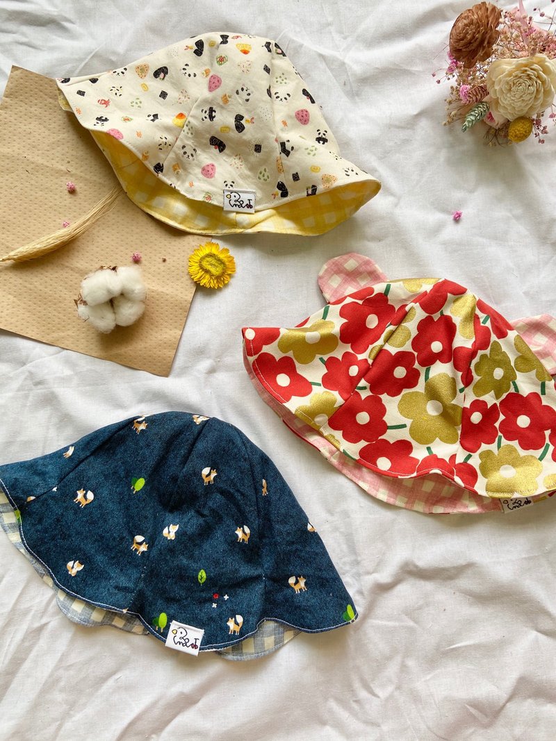 可订制的 渔夫帽 花瓣帽 花型帽 熊耳渔夫帽 双面使用 - 婴儿帽/发带 - 棉．麻 