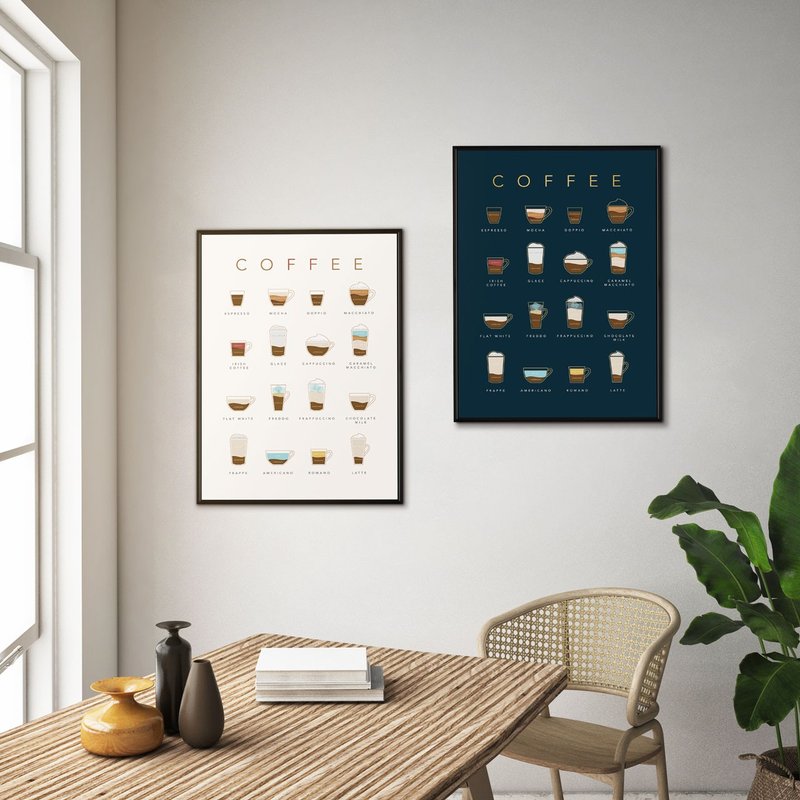 【联画优惠组合】咖啡品鉴两幅联画组合/几何客厅挂画/卧室挂画 - 海报/装饰画/版画 - 其他材质 多色