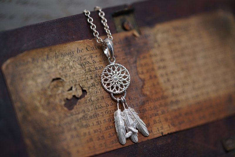 925银小小捕梦网吊咀(不含项链) - MW P1176 - 项链 - 纯银 