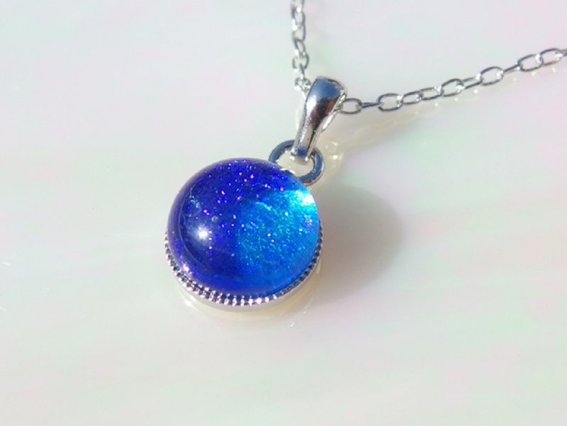 Shining glass (Kirari [Sky]) Chain necklace [Size selectable] [Cotton string, Silver 925 selectable] [Made to order] - 项链 - 玻璃 蓝色