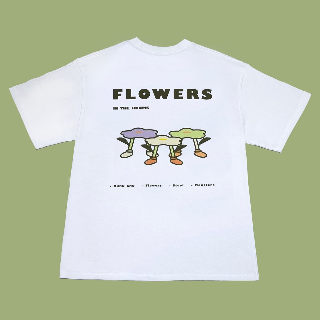 Nunu Chu 花花椅凳怪兽 T-shirt - 男装上衣/T 恤 - 棉 白色