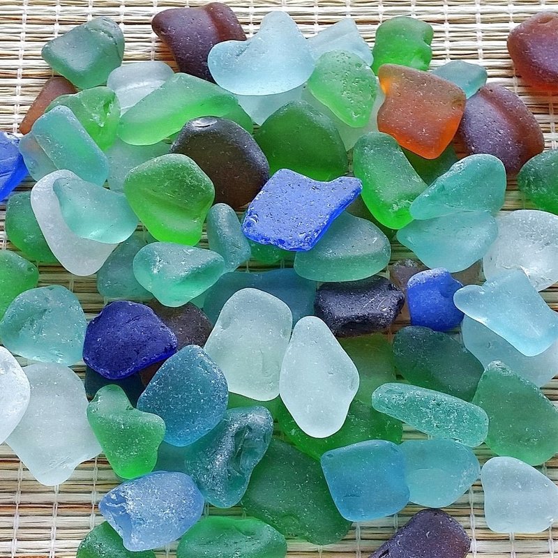 玻璃玻璃工艺 海中产生的玻璃 200克 花瓶的填充物海玻璃珠玻璃 - 其他 - 玻璃 蓝色