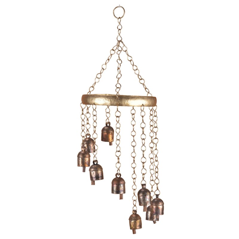 18英寸古风铜铃风铃手工金属庭院挂饰柔和音色宁静疗愈户外阳台院 - 摆饰 - 其他材质 金色