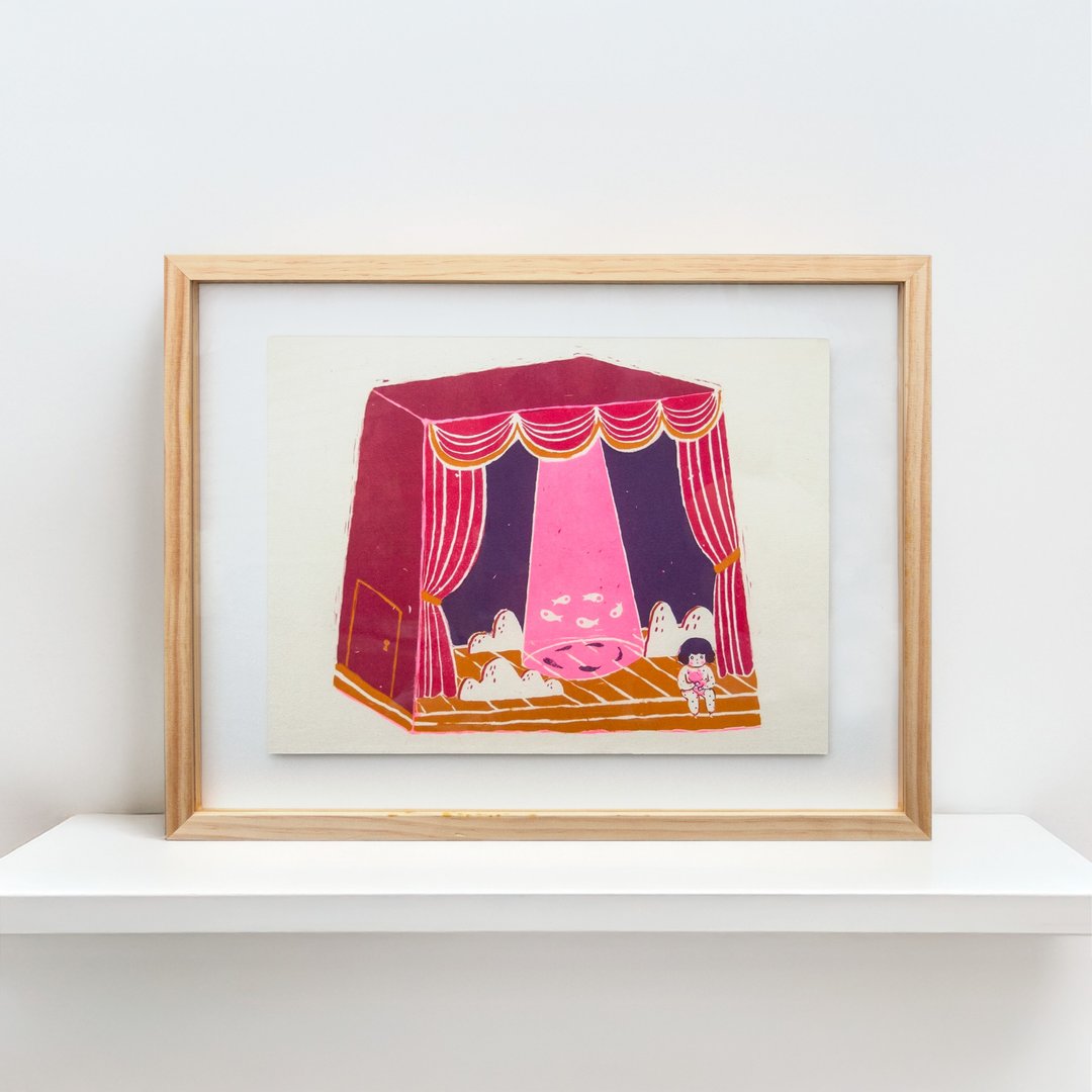 【手工版画_自游系列】戏台 - 海报/装饰画/版画 - 其他材质 红色