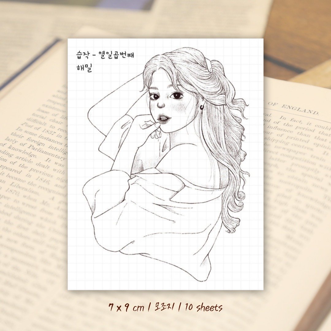 drawing study ver17 (hamil) 复古女孩人物贴纸 - 贴纸 - 纸 黑色