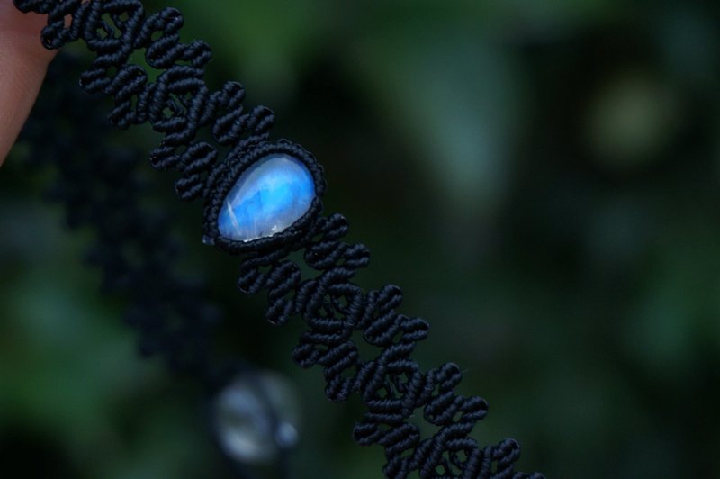 原創設計天然石macrame手工編繩月光石頸鏈 moonstone choker - 颈链 - 宝石 