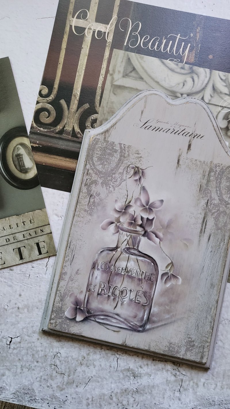 干燥紫罗兰彩绘静物饰板 - 摆饰 - 木头 