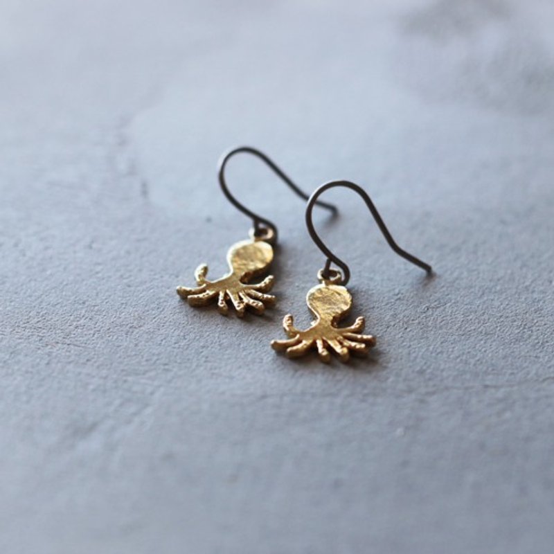 【预购贩售】章鱼 | 耳环 | P557 - 耳环/耳夹 - 其他金属 金色