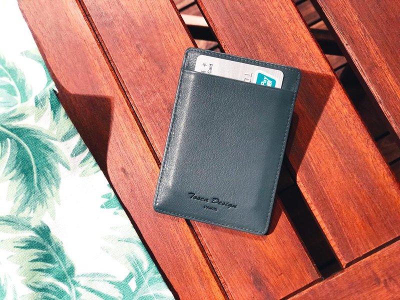 Tosca_灰黑真皮信用卡套 皮革/相片套/两用识别证卡套/名片套 - 皮夹/钱包 - 真皮 