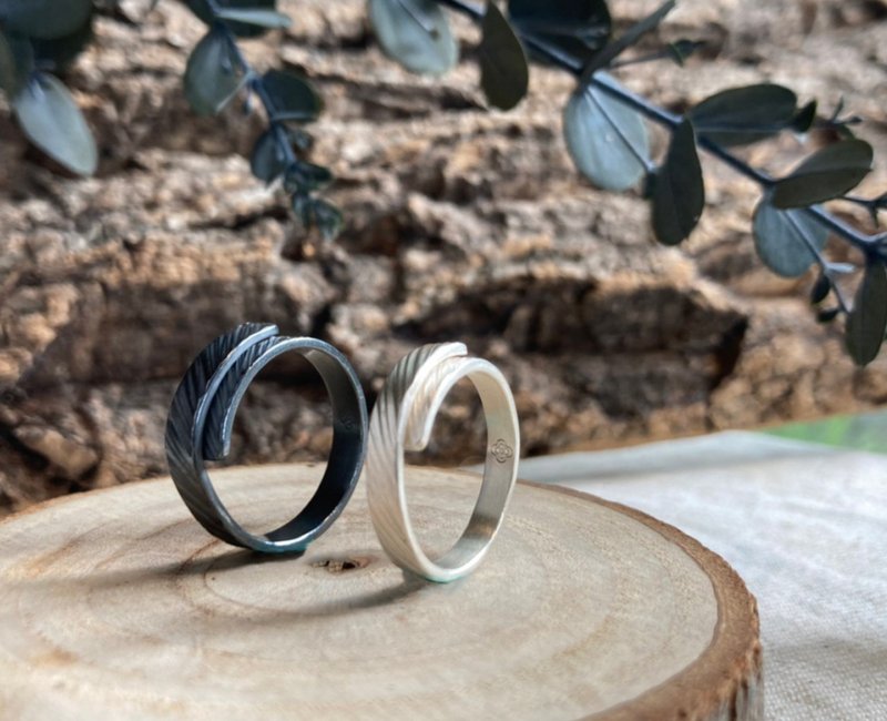 斜纹交叠银戒 - 对戒 - 纯银 银色