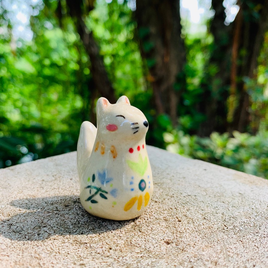 A Lu 小狐狸迷小花器 /手做手绘 (仅此一件) - 花瓶/陶器 - 陶 多色