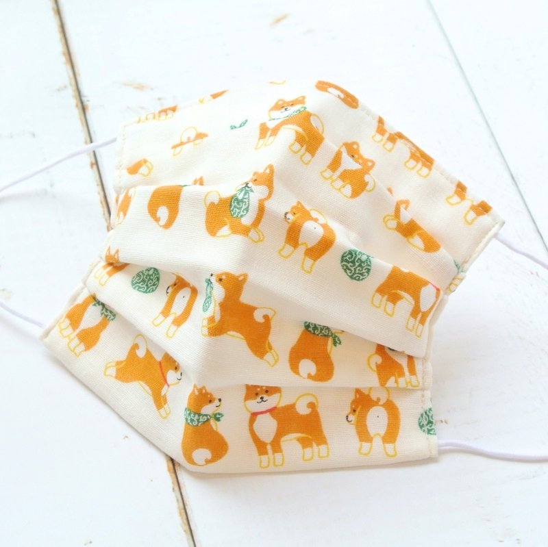 可洗涤、舒适且可爱的手工立体口罩 Shibainu 芝犬 透气良好 台湾限定 日本制造 | TEMARIYA - 口罩 - 棉．麻 白色