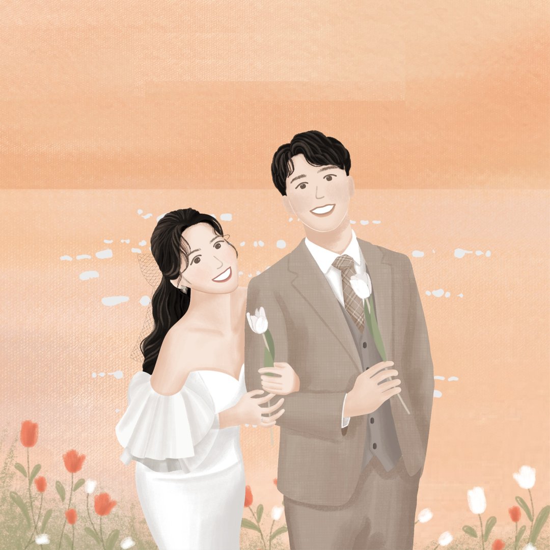 【蜡笔风格 婚纱似颜绘 婚礼似颜绘  婚礼插画 全家福插画】电子 - 电子手绘真人画像/绘画/插画 - 其他材质 