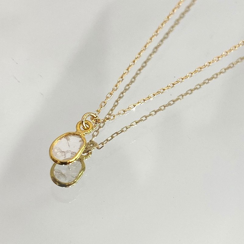 K18 GOLD DIAMOND 18金 切片钻石坠链 40cm 18KN4 4月诞生石 【SOLID GOLD & DIAMOND】 - 项链 - 其他金属 金色