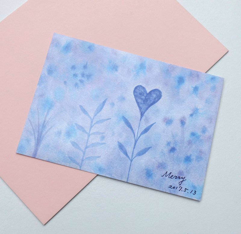 明信片 蓝色系 爱心 - 卡片/明信片 - 纸 