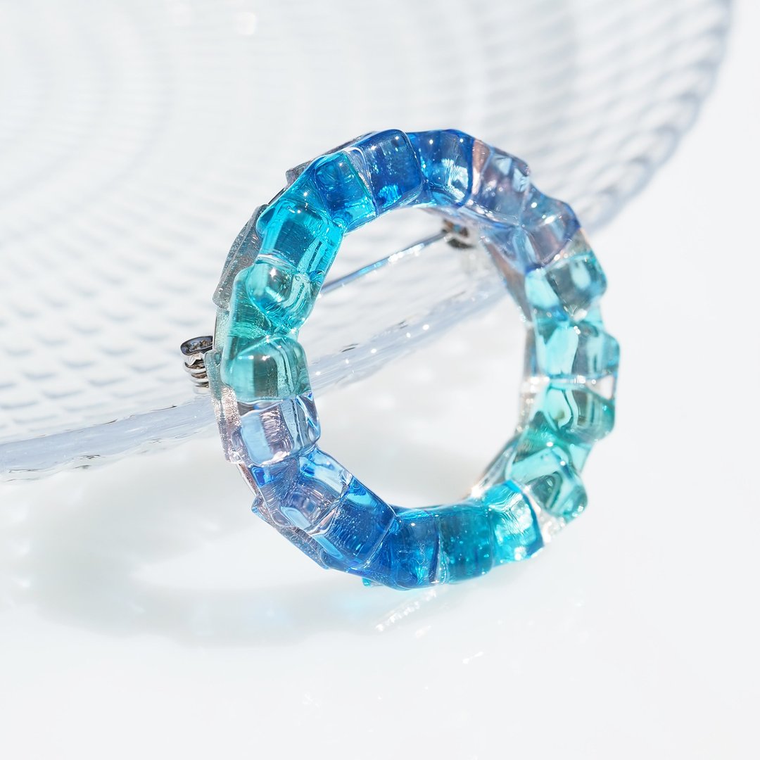 Glass ring (ring [soda]) brooch [made to order] - 胸针 - 玻璃 蓝色