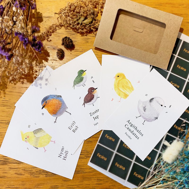【鸟语花香-手绘鸟类疗愈明信片】厚磅5张入 - 卡片/明信片 - 纸 
