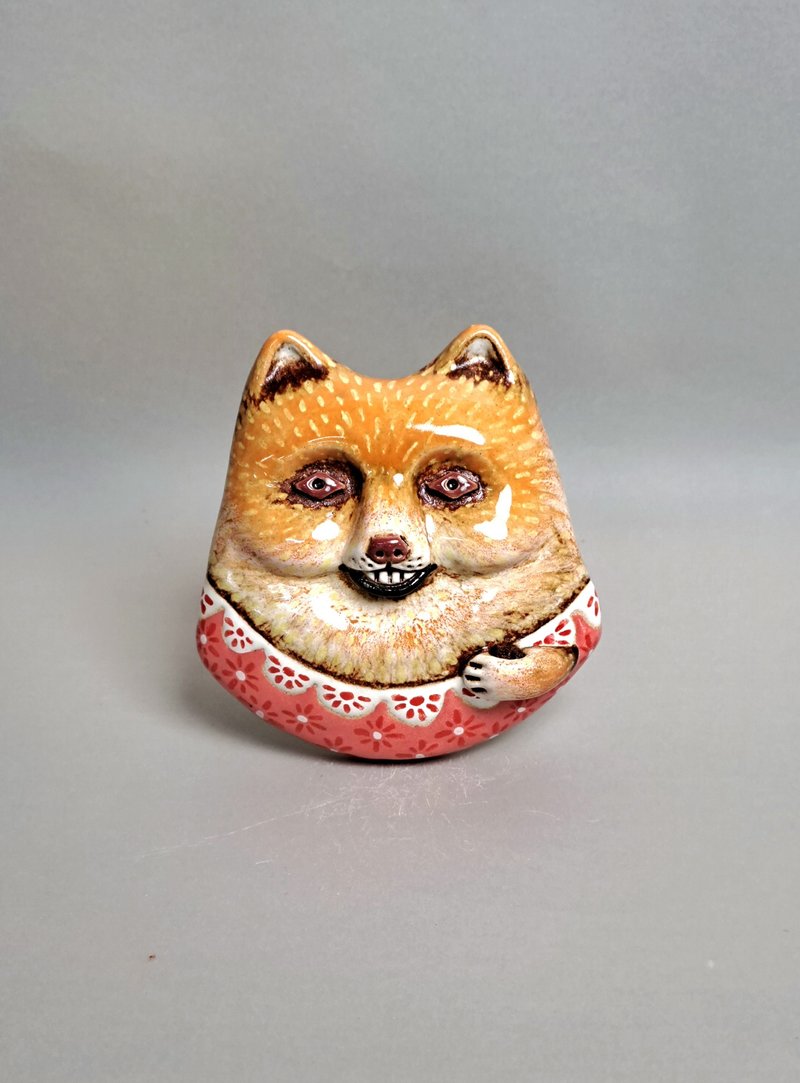 博美犬扩香器02(手工陶制品) - 香薰/精油/线香 - 陶 白色