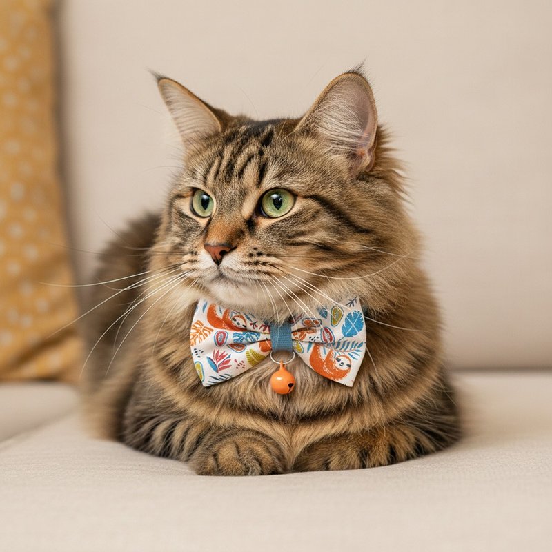 热带雨林款 树懒 大嘴鸟 蝴蝶结宠物装饰项圈 猫咪 小型犬 迷你犬 - 项圈/牵绳 - 棉．麻 多色