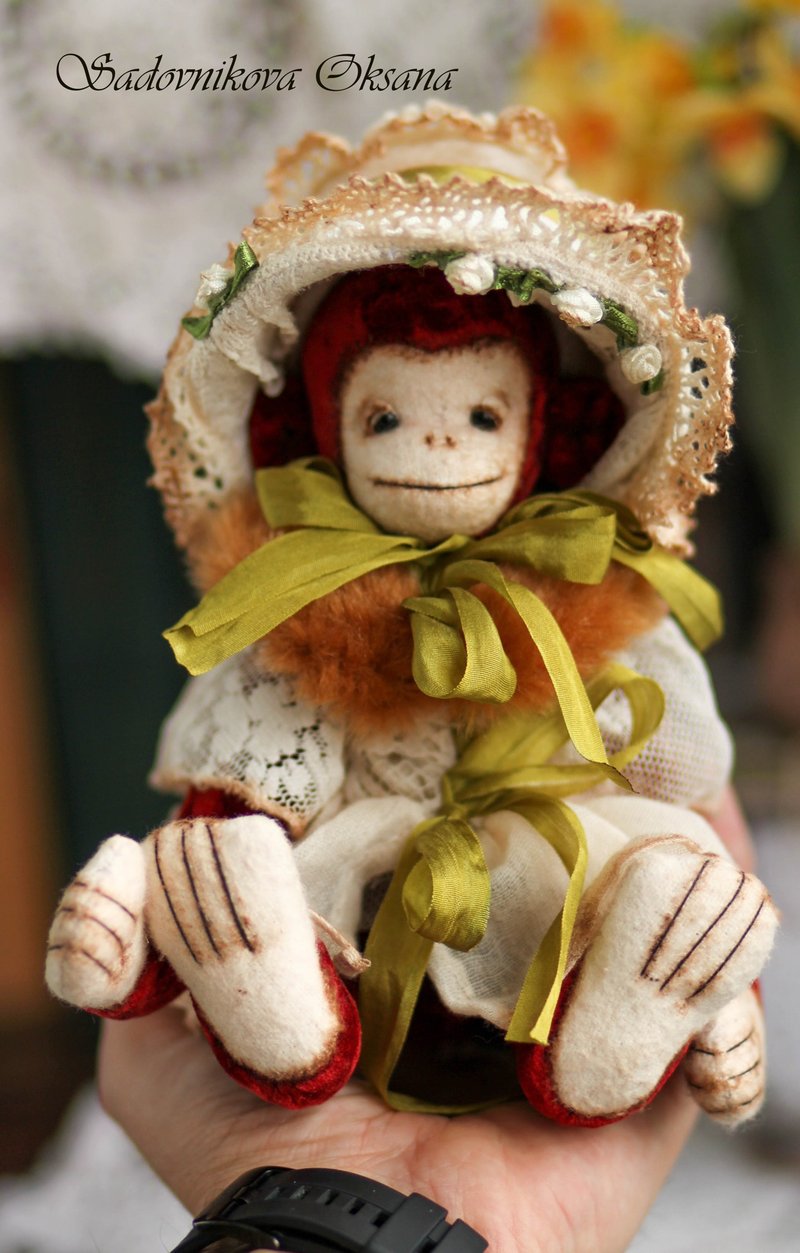 Handmade Collectible Teddy Bear OOAK Vintage plushinnes toy gift home decor art - 玩偶/公仔 - 其他材质 