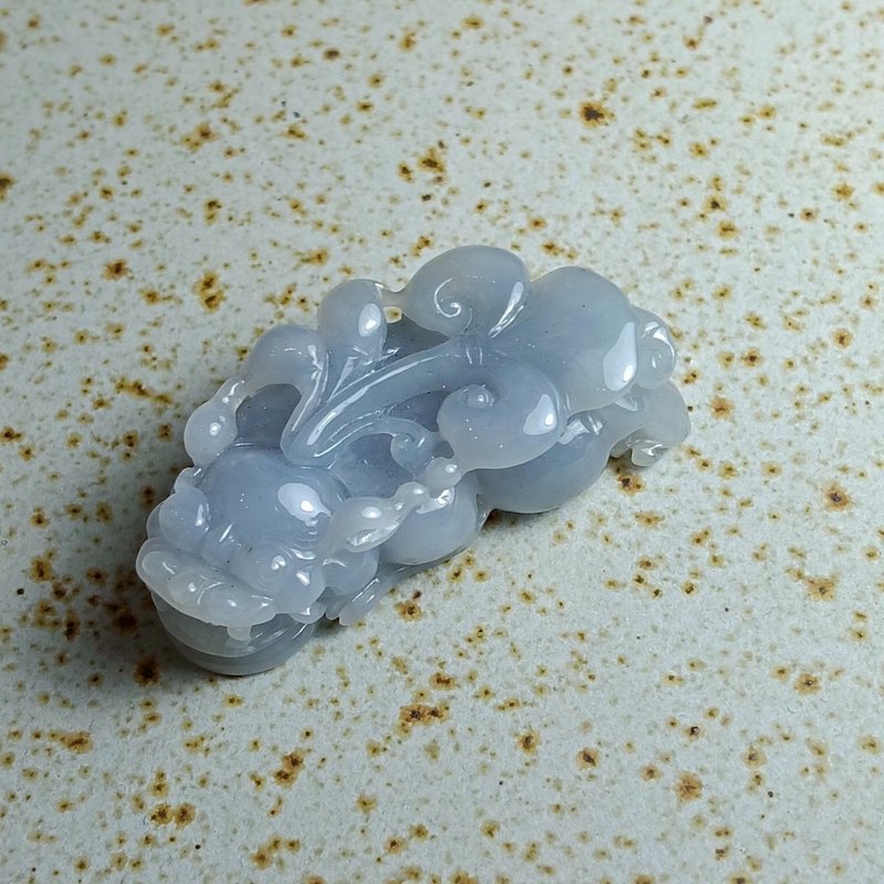 J0117天然翡翠A货 . 冰糯冰蓝紫如意貔貅.顺利招财.挂饰. - 摆饰 - 玉石 